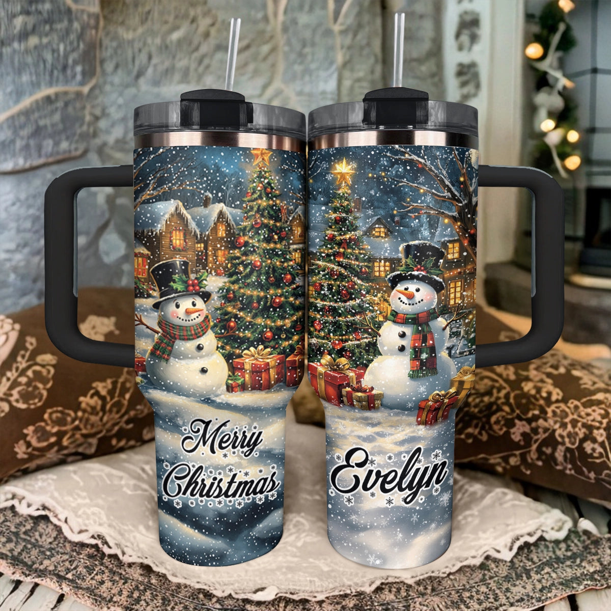 Shineful Tumbler Personalized Snowman Wonderland