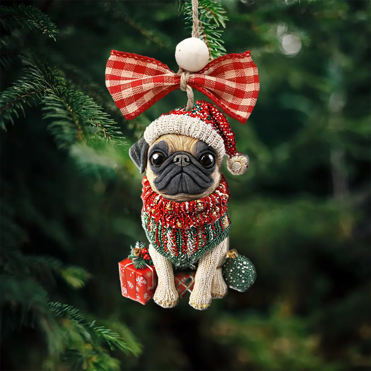 Shineful 2D Acrylic Ornament Chistmas Puggy