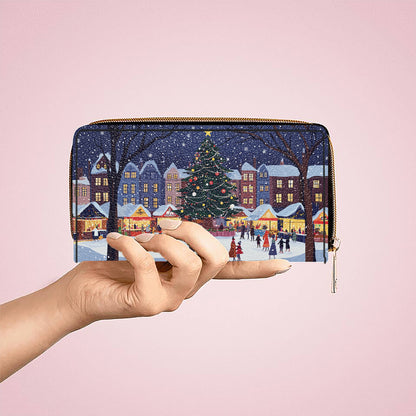 Shineful Leather Clutch Purse With Wristlet Strap Handle Christmas Market