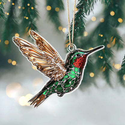 Shineful 2D Acrylic Ornament - Floral Hummingbird