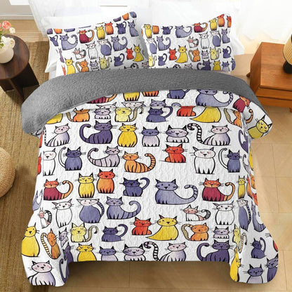 Shineful All Season Quilt 3-Piece Set Naughty Cats