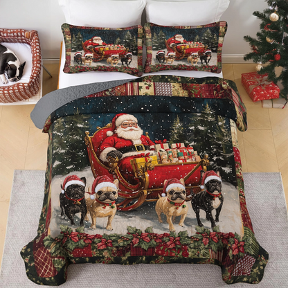 Shineful All Season Quilt 3-teiliges Set – Frenchie Sleigh Ride