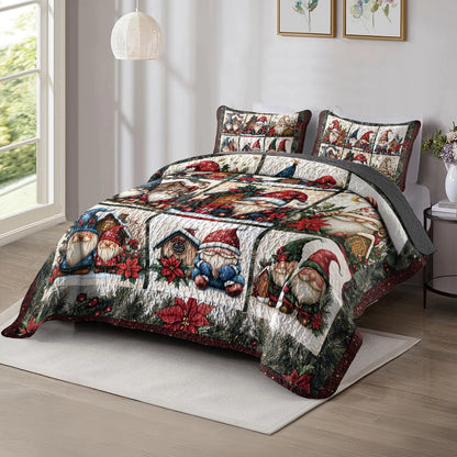 Shineful All Season Quilt 3-Piece Set - Gnome's Christmas Village