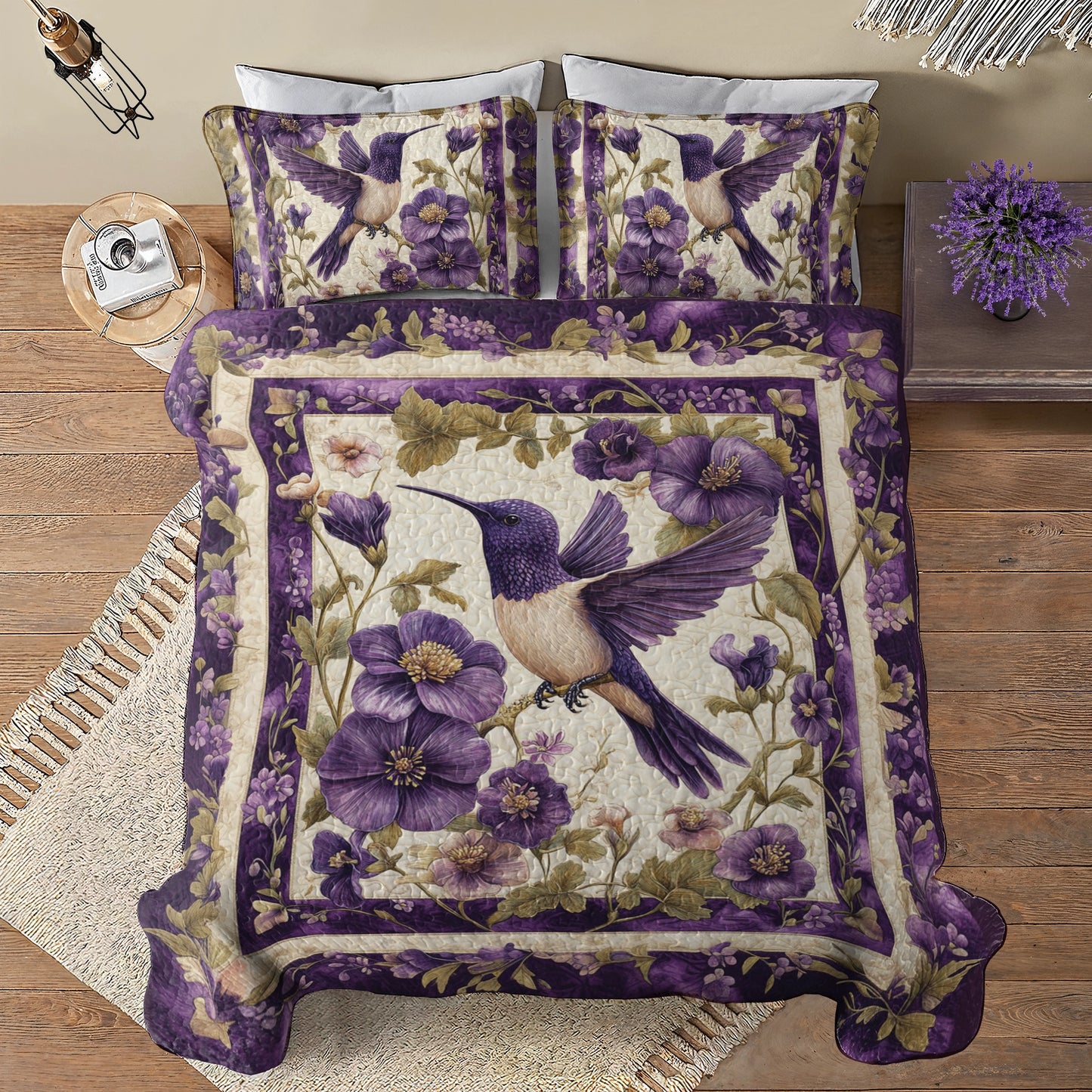 Shineful All Season Quilt 3-Piece Set Violet Wings Sanctuary