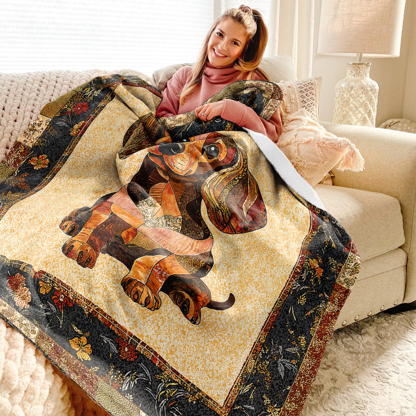 Shineful Fleece Blanket Dachshund Delight