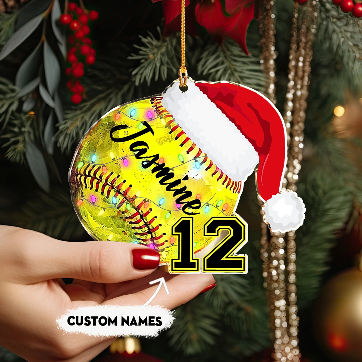 Shineful 2D Acrylic Ornament Personalized Softball Christmas