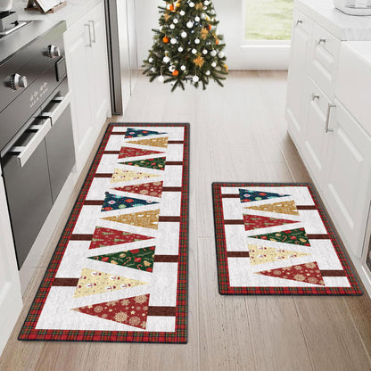 Shineful Ultra-Thin Non Skid Floor Mat, Kitchen Rugs Christmas Tree Happy