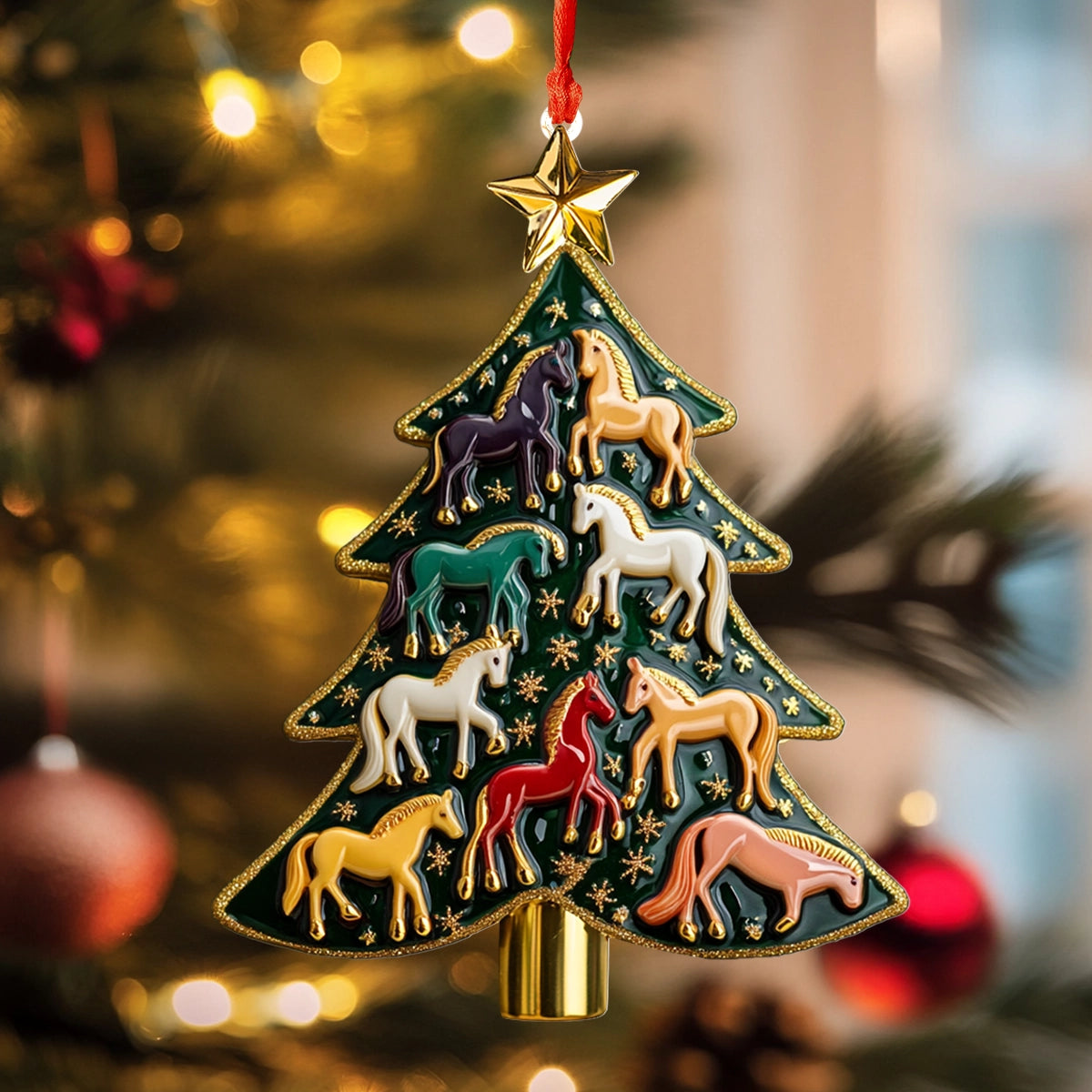 Shineful 2D Acrylic Ornament Majestic Horse Holiday Tree