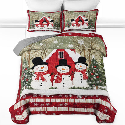 Shineful All Season Quilt 3-Piece Set Snowman Christmas