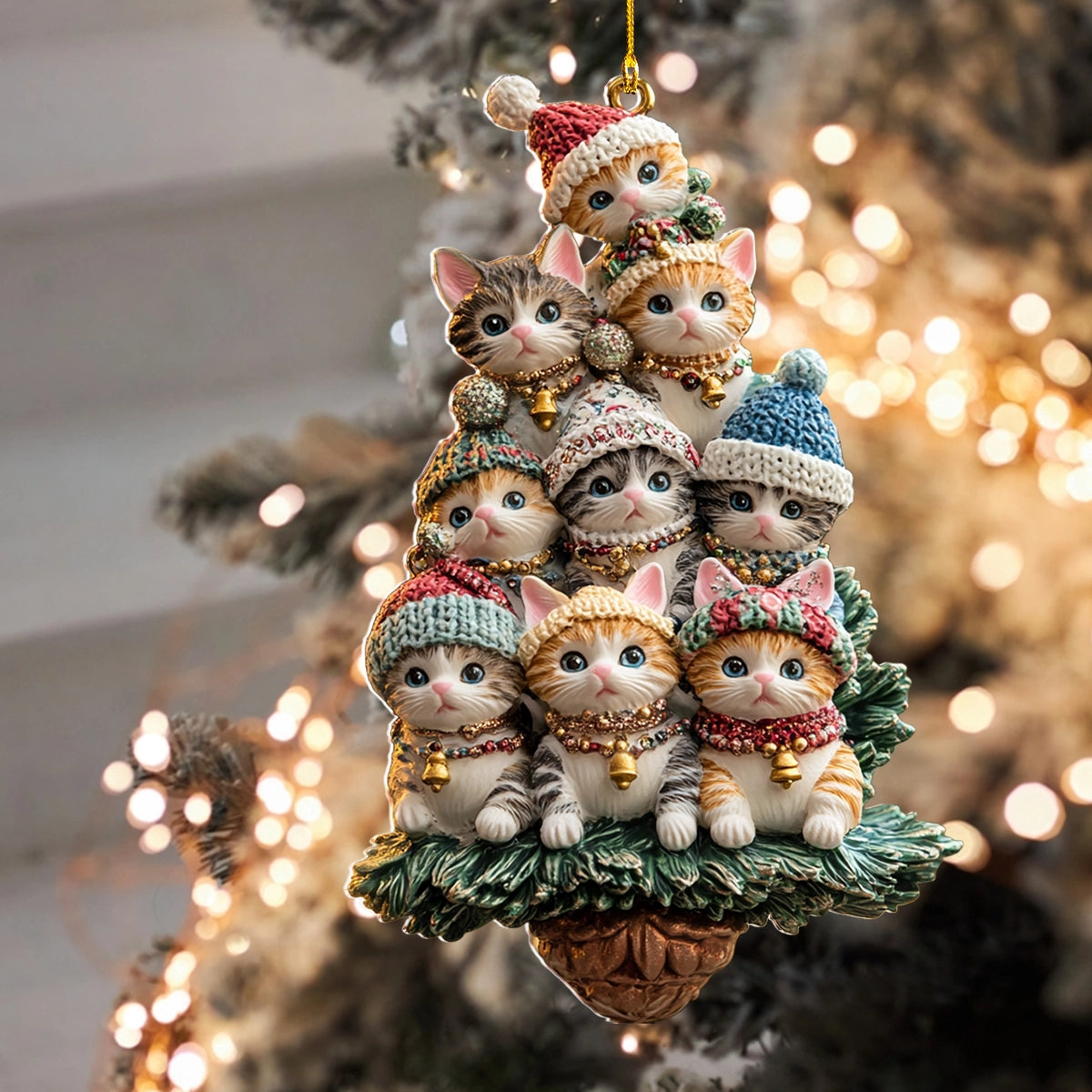 Shineful 2D Acrylic Ornament Kitten Cozy Tree