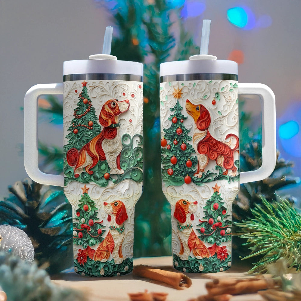 Shineful Glossy Tumbler Dachshund & Claws Christmas