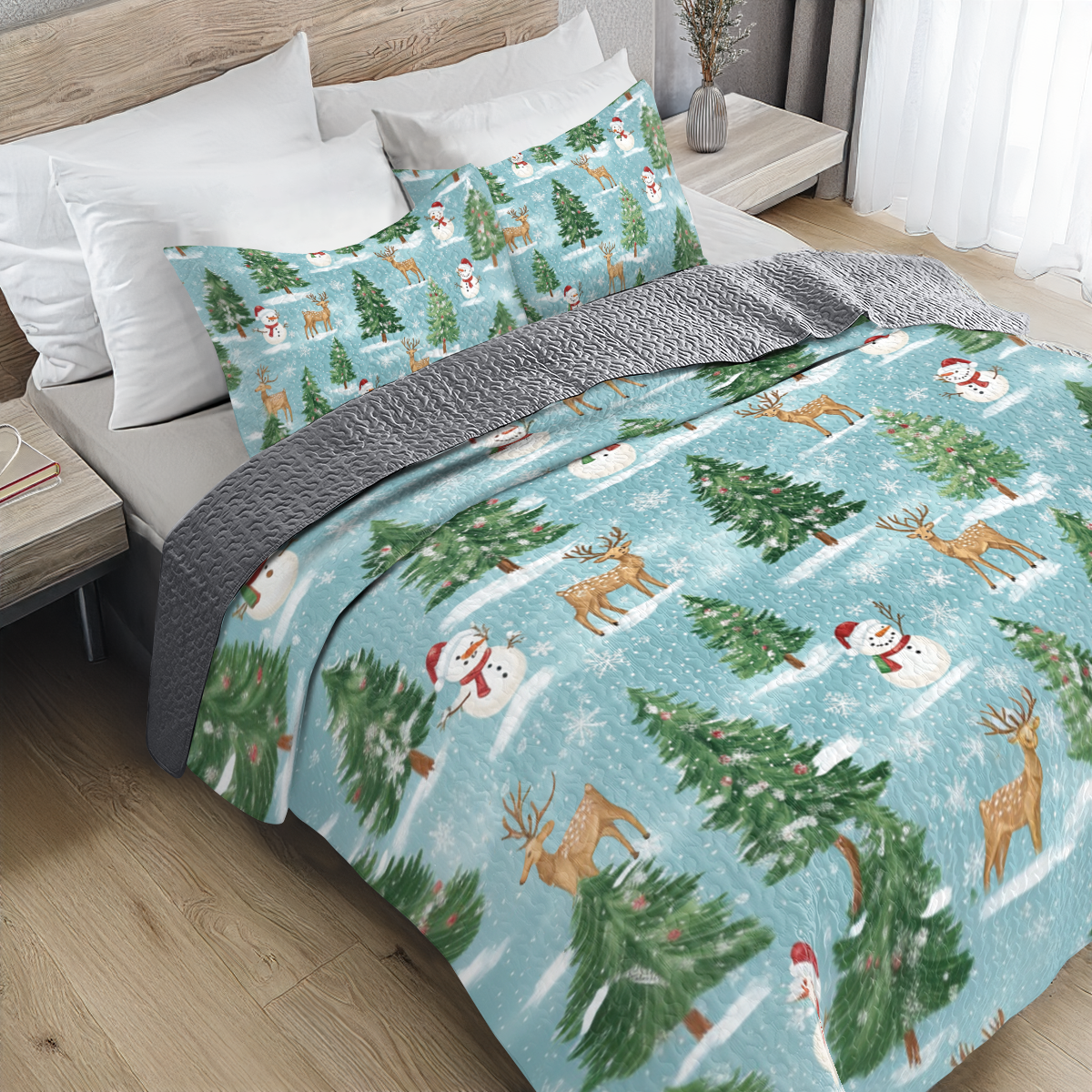 Shineful All Season Quilt 3-Piece Set - Cheerful Christmas Wonderland