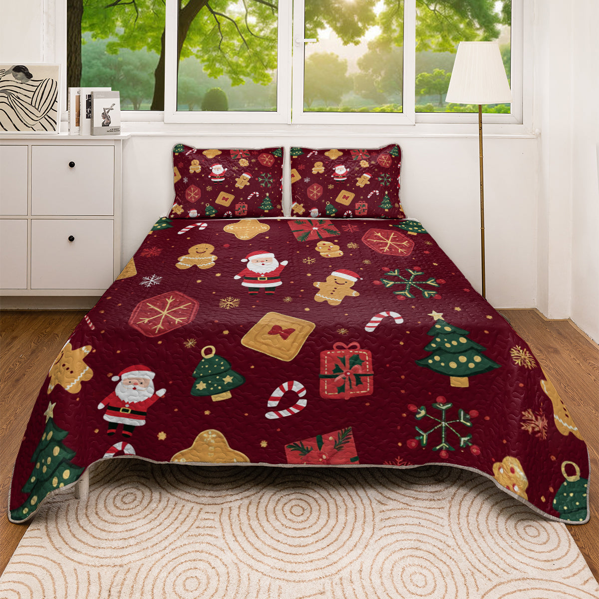 Shineful All Season Quilt 3-Piece Set Cute Christmas Pattern