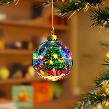 Ornement en acrylique brillant Prisme scintillant pour sapin de Noël 