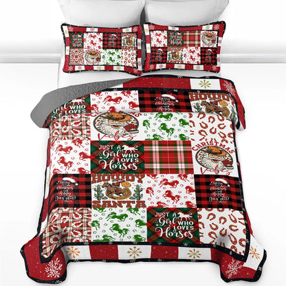 Shineful All Season Quilt 3-Piece Set Horse Christmas Cowgirl Spirit