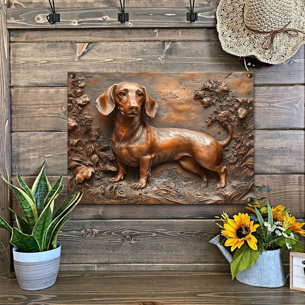 Shineful 2D Metal Sign Dachshund Nature Elegance