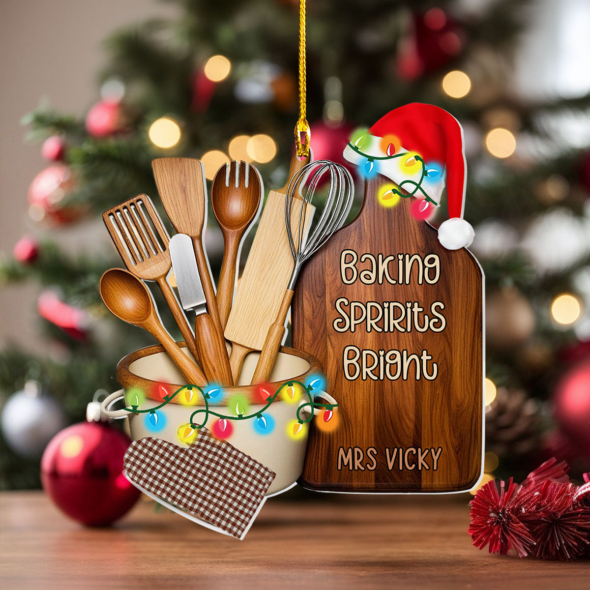 Shineful Personalized 2D Acrylic Ornament Baking Spirits Bright