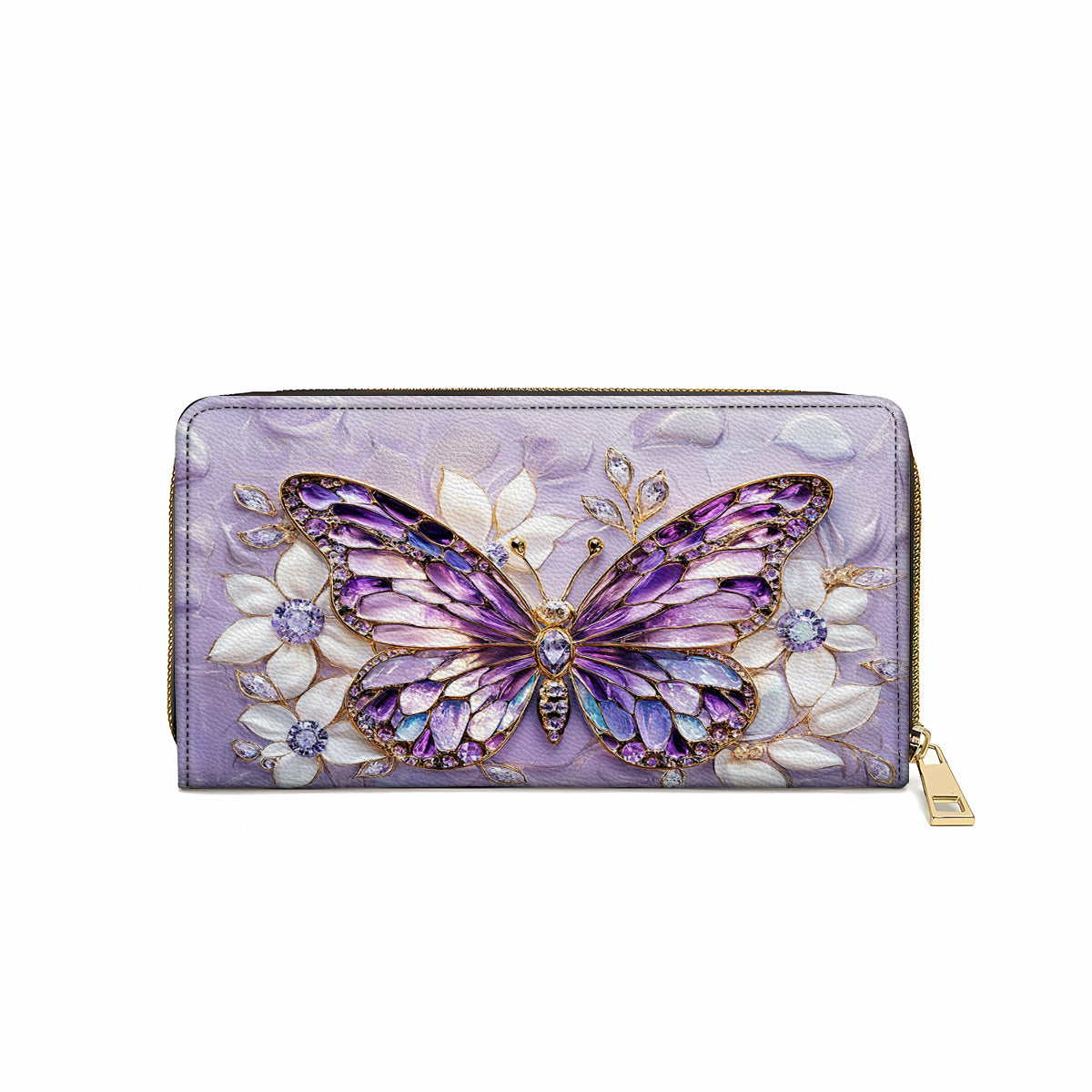 Shineful Leather Clutch Purse With Wristlet Strap Handle Jewelry Wings