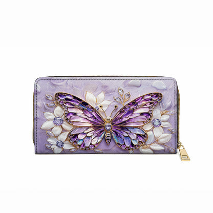 Shineful Leather Clutch Purse With Wristlet Strap Handle Jewelry Wings