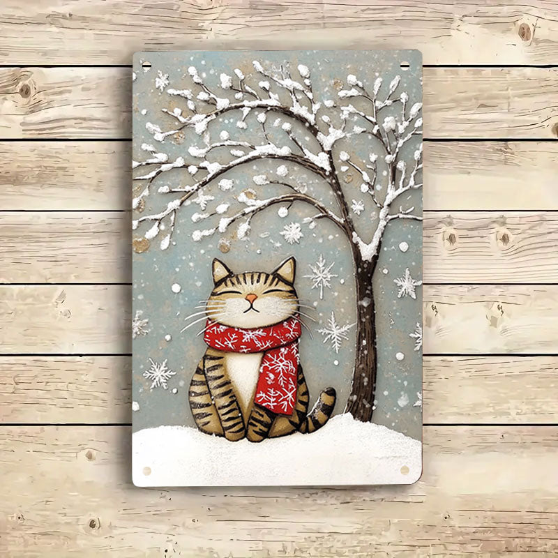 Shineful 2D Metal Sign Winter Cat