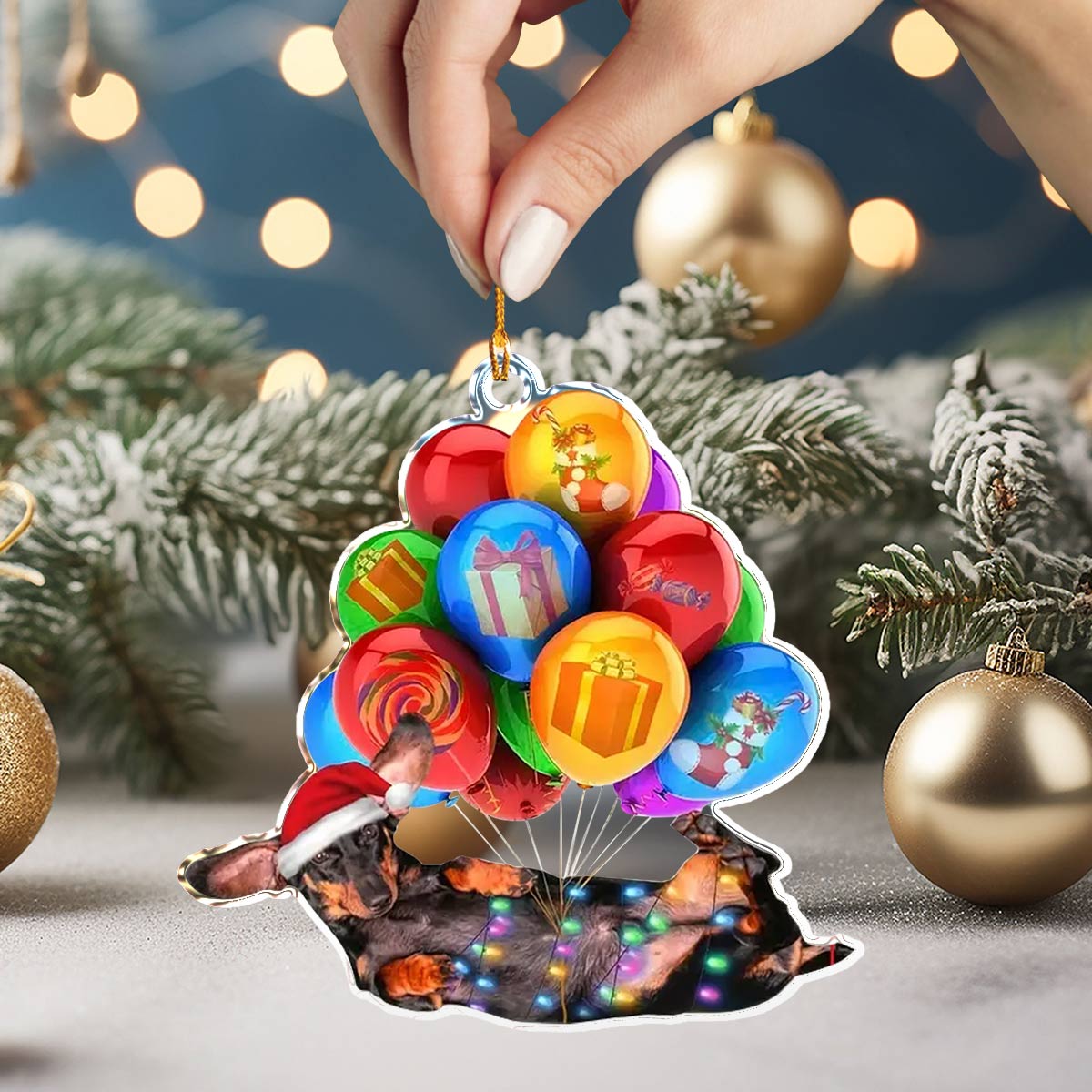 Shineful 2D Acrylic Ornament Dachshund Christmas Balloon