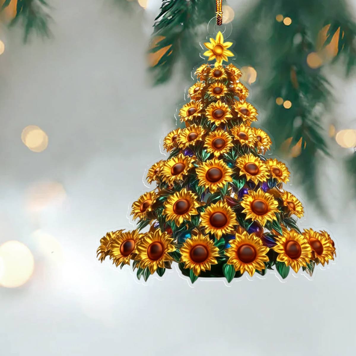 Shineful 2D Acrylic Ornament Gentle Christmas Tree Sunflowers