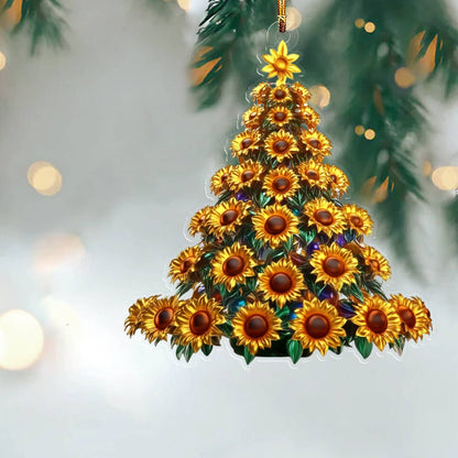 Shineful 2D Acrylic Ornament Gentle Christmas Tree Sunflowers