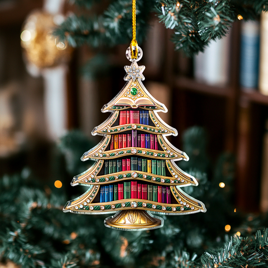 Shineful 2D Acrylic Ornament Sparkling Christmas Tree Bookshelf