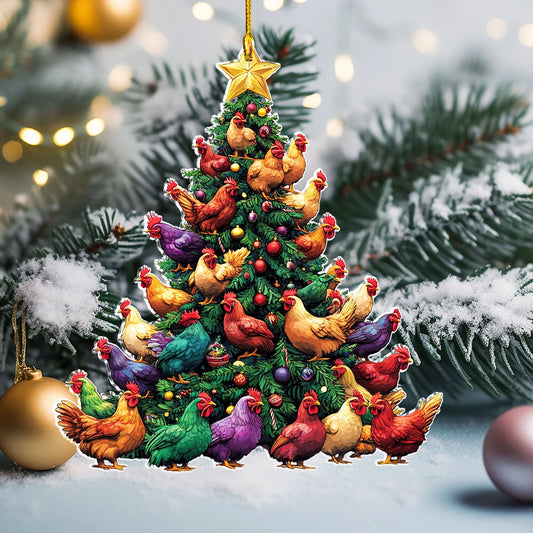 Shineful 2D Acrylic Ornament Chicken Cluckmas Tree