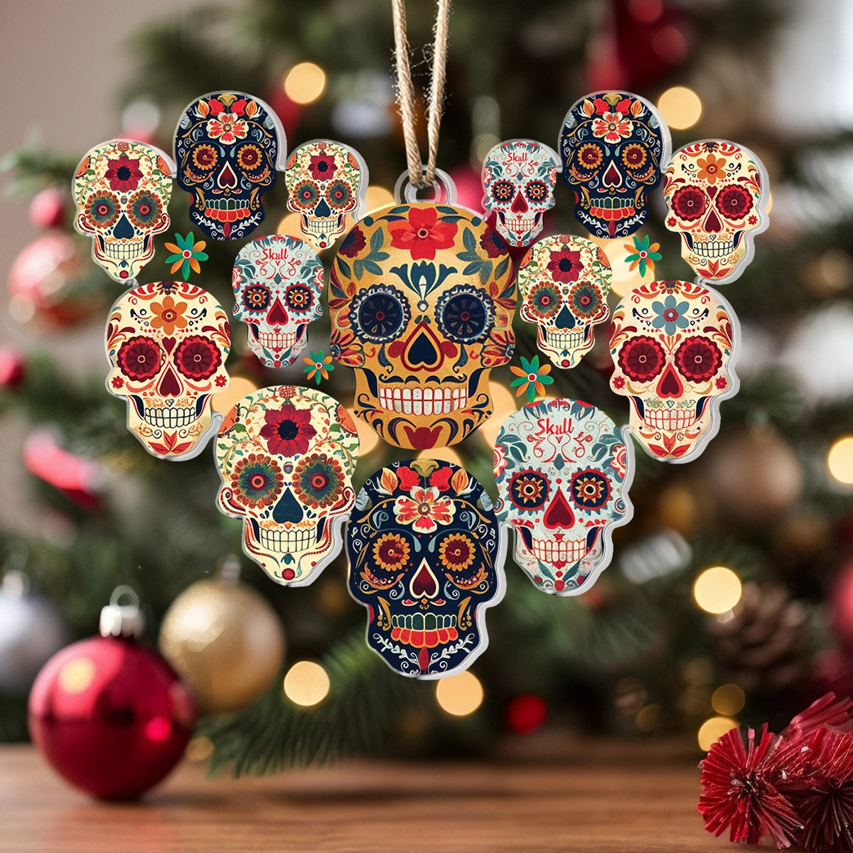 Shineful 2D Acrylic Ornament Vibrant Skull