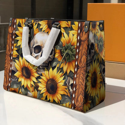 Shineful Leather Bag Sunflower Skull