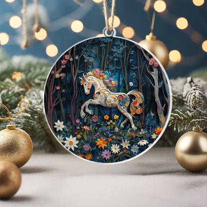 Shineful 2D Acrylic Ornament Floral Horse Holiday