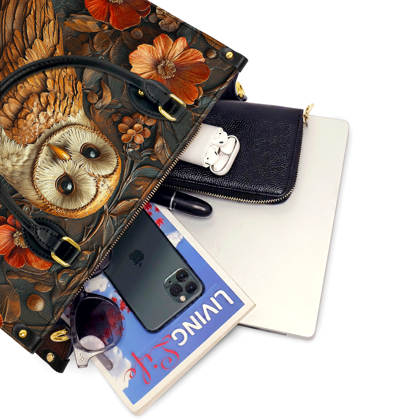 Shineful Leather Bag - Autumn Majesty Owl