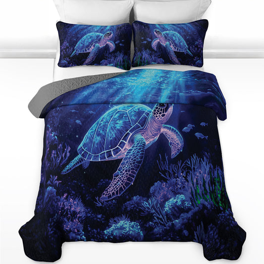 Shineful All Season Quilt 3-Piece Set Deep Sea Serenade