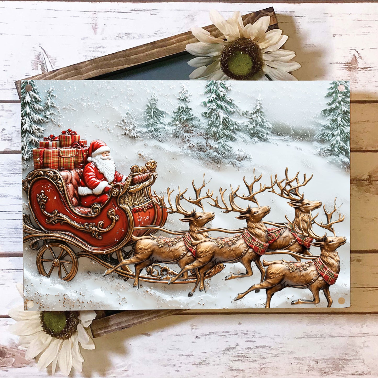 Shineful 2D Metal Sign Santa’s Magical Sleigh