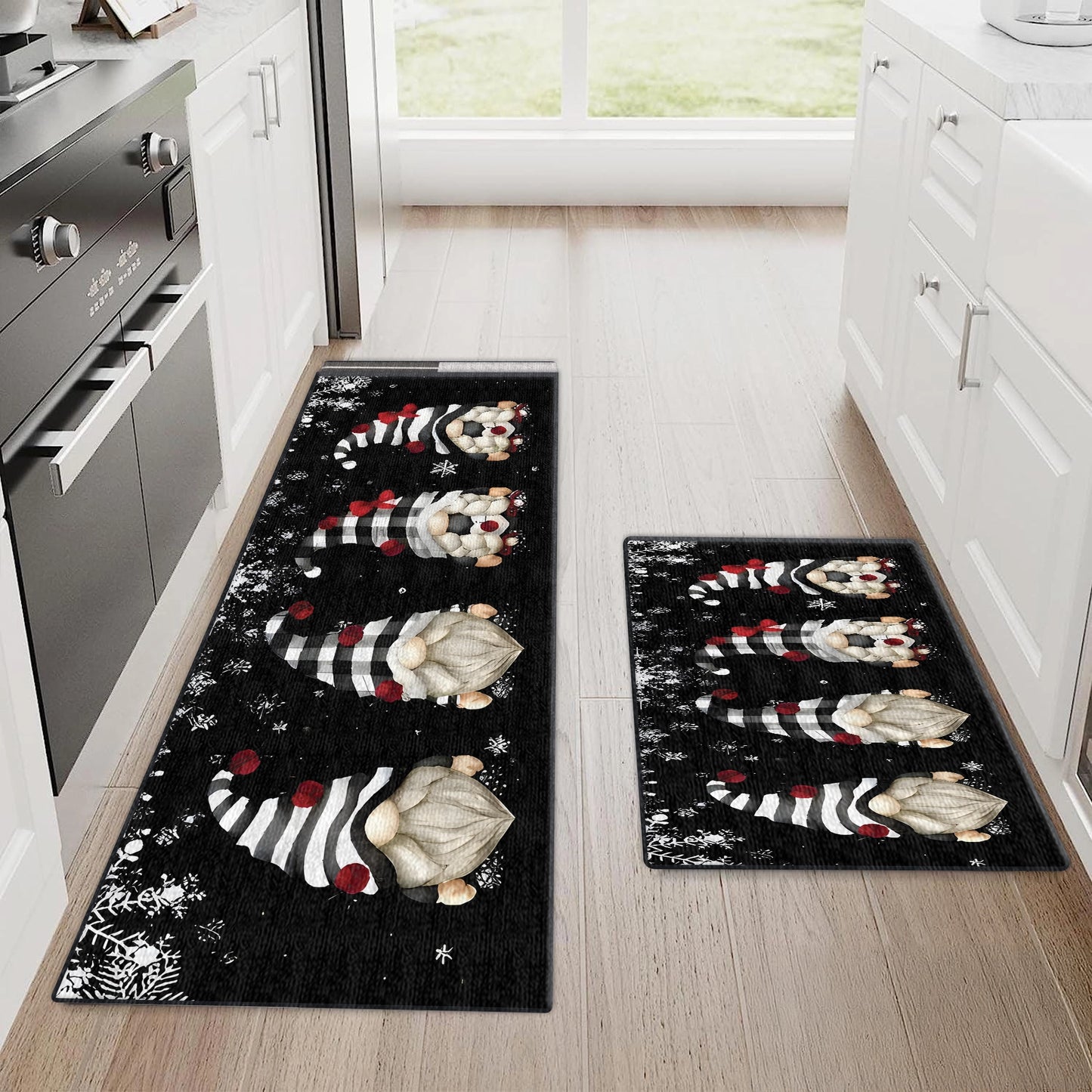 Shineful Ultra-Thin Non Skid Floor Mat, Kitchen Rugs Festive Gnome Family