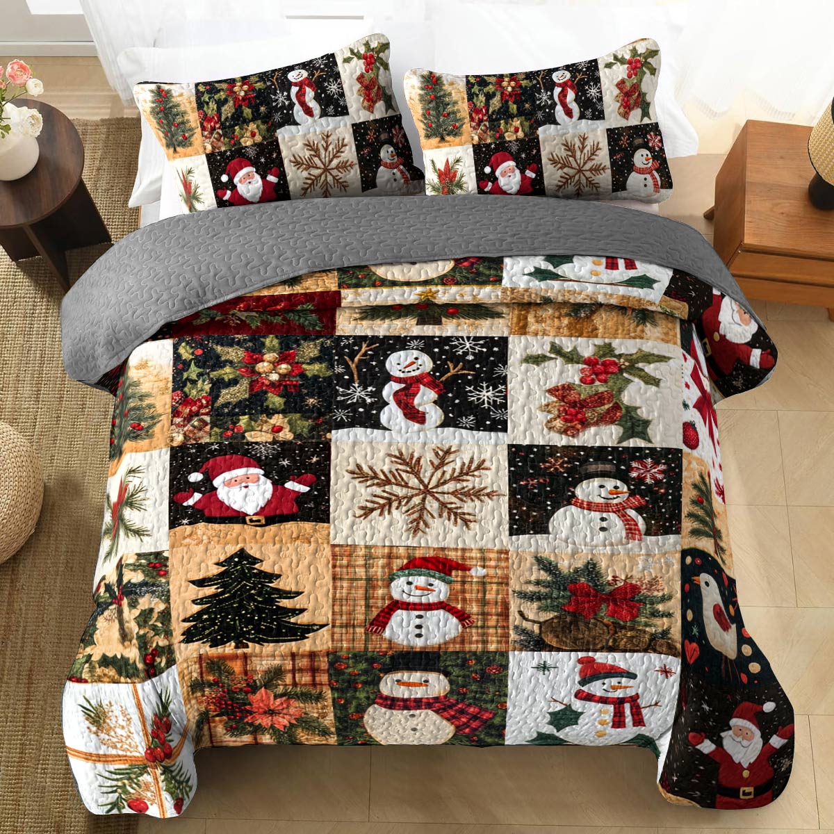 Shineful All Season Quilt 3-Piece Set Homey Christmas