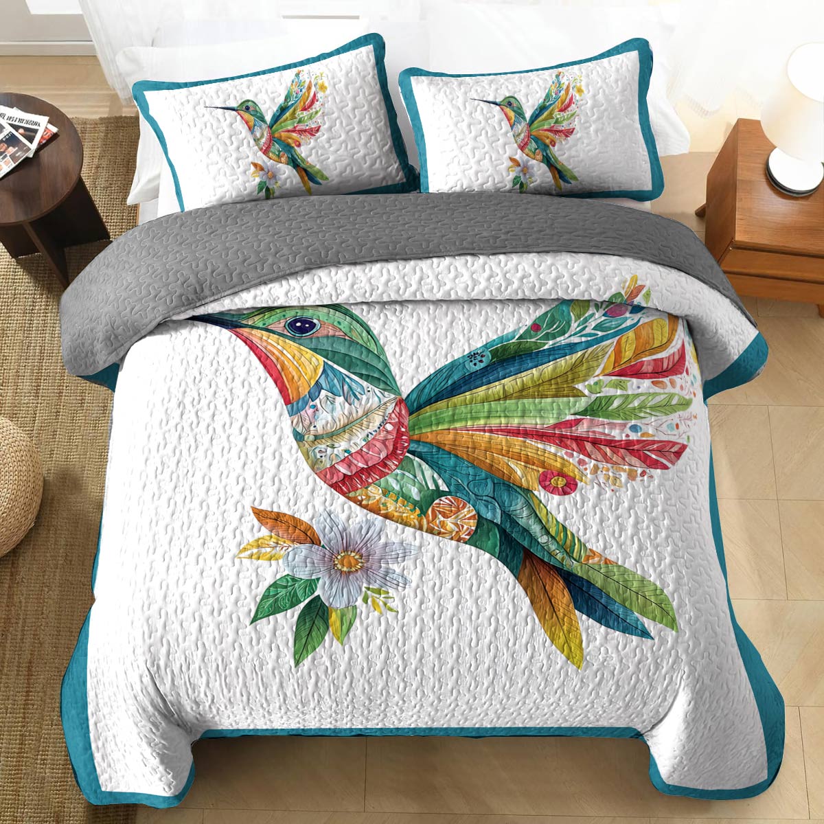 Shineful All Season Quilt 3-Piece Set - Hummingbird Whimsical Wonder