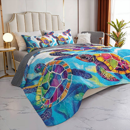 Shineful All Season Quilt 3-Piece Set Sea Turtle Snuggle