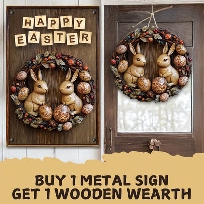 Shineful 2D Metal Sign Handcrafted Easter Bunny