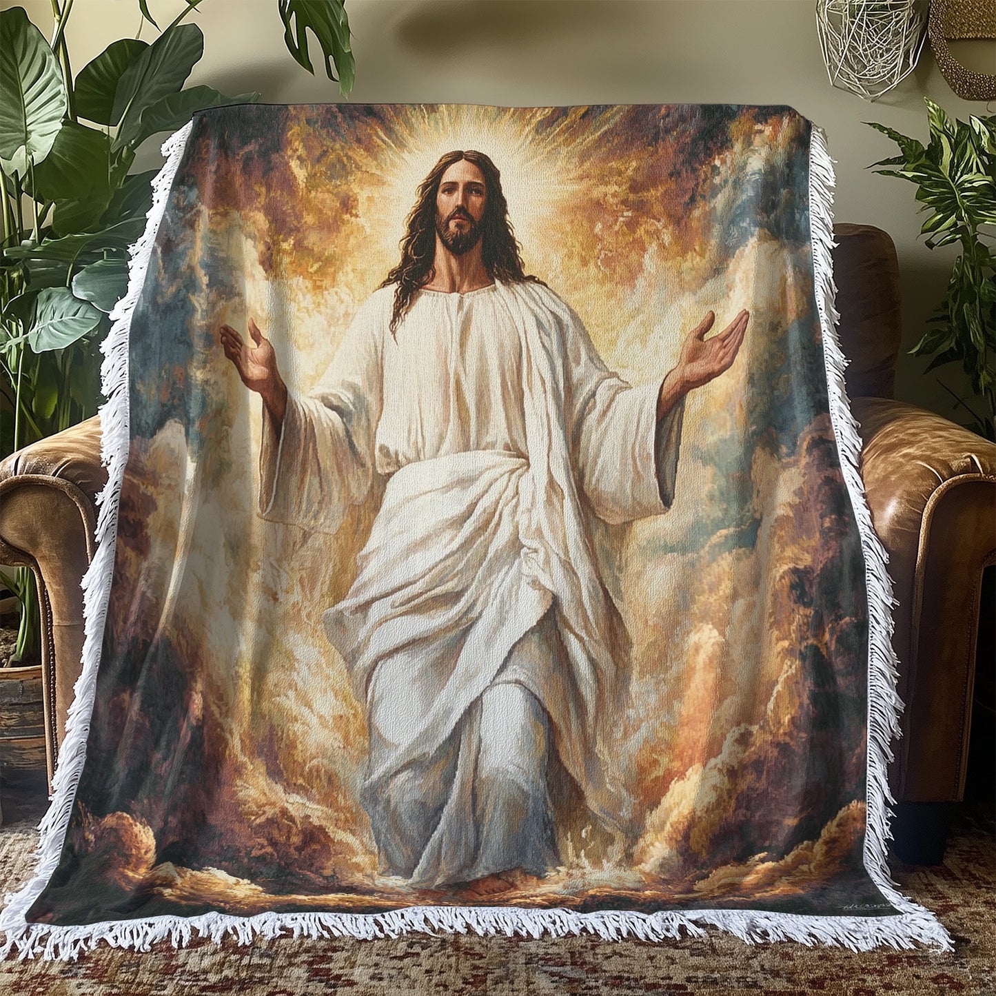 Shineful Woven Tapestry Throw Blanket Divine Presence