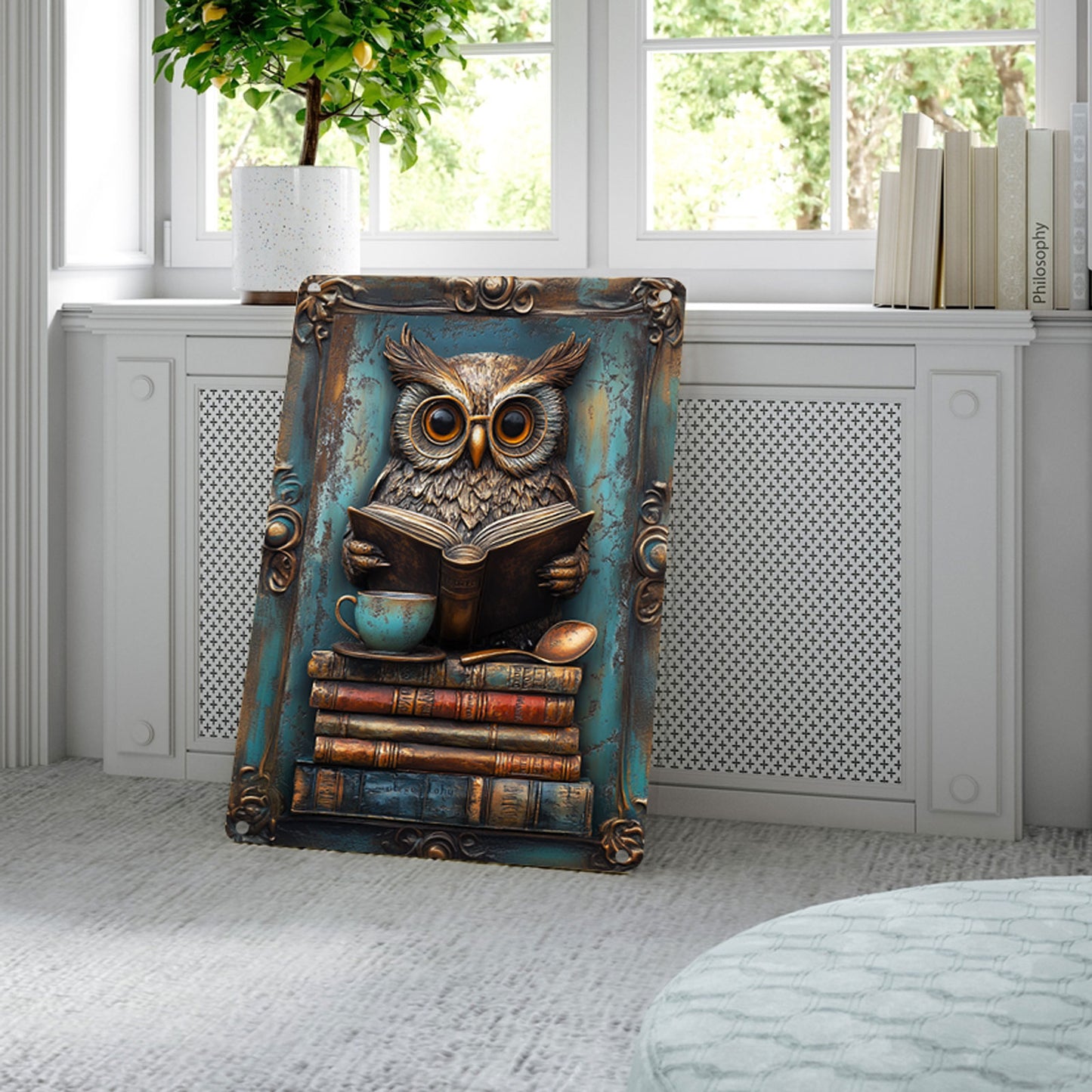 Shineful 2D Metal Sign The Wise Owl's Library