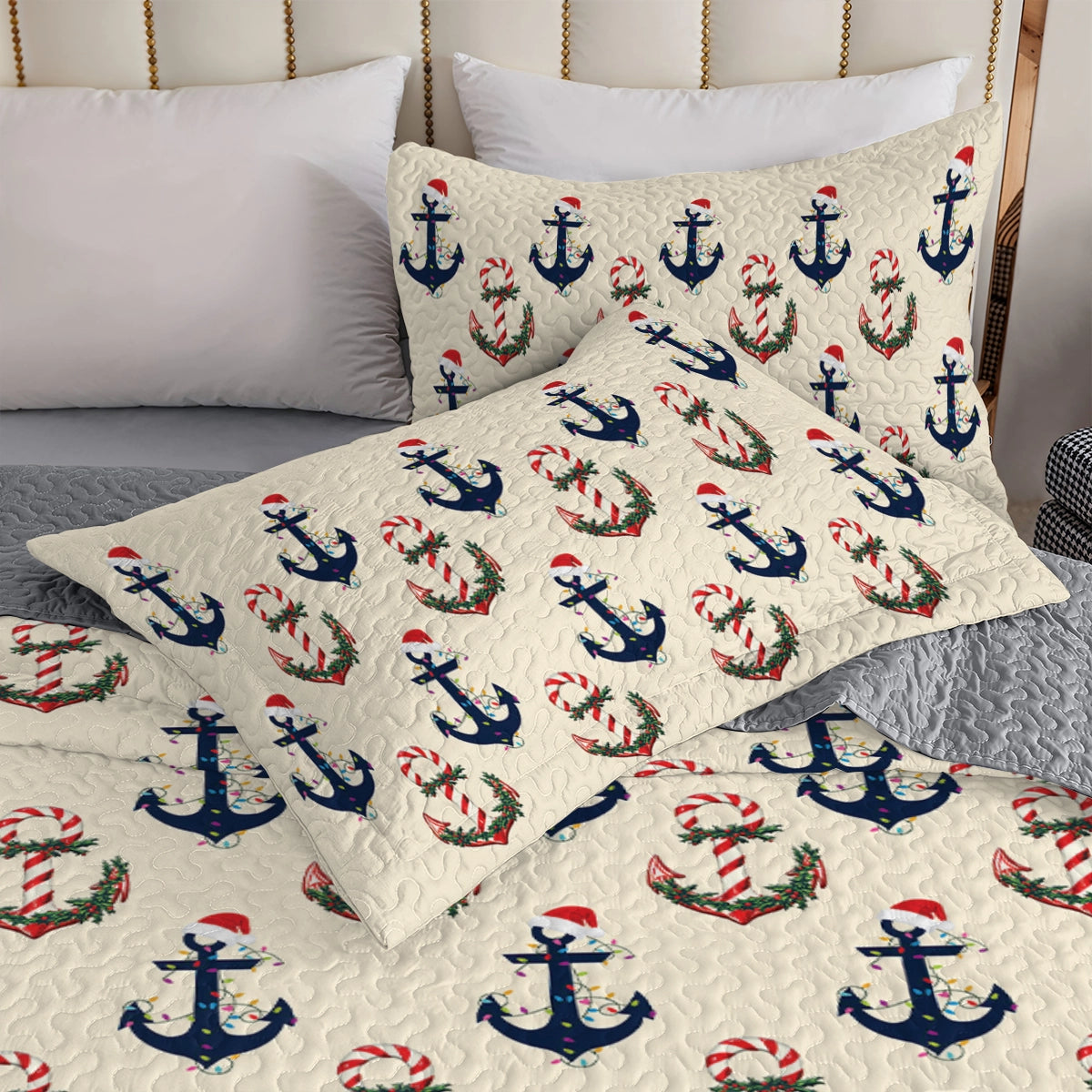 Shineful All Season Quilt 3-Piece Set - Sailing Holiday Anchors Aweigh