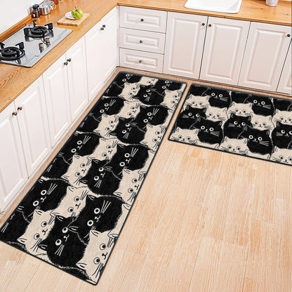 Shineful Ultra-Thin Non Skid Floor Mat, Kitchen Rugs Cute Face Cats