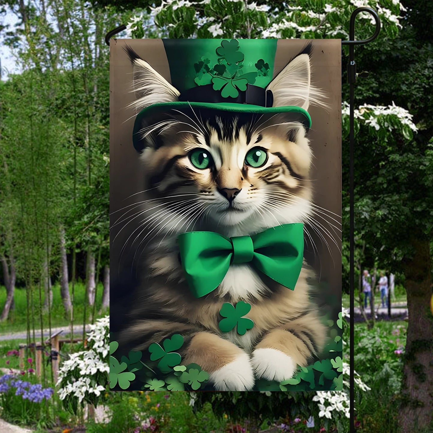 Shineful Garden Flag 12" x 18" Irish Cat Parade