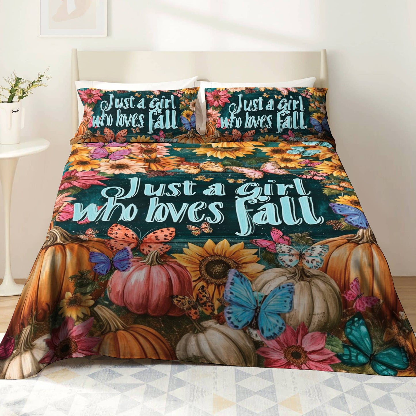 Shineful 4-Piece Bed Sheet Set Love Fall