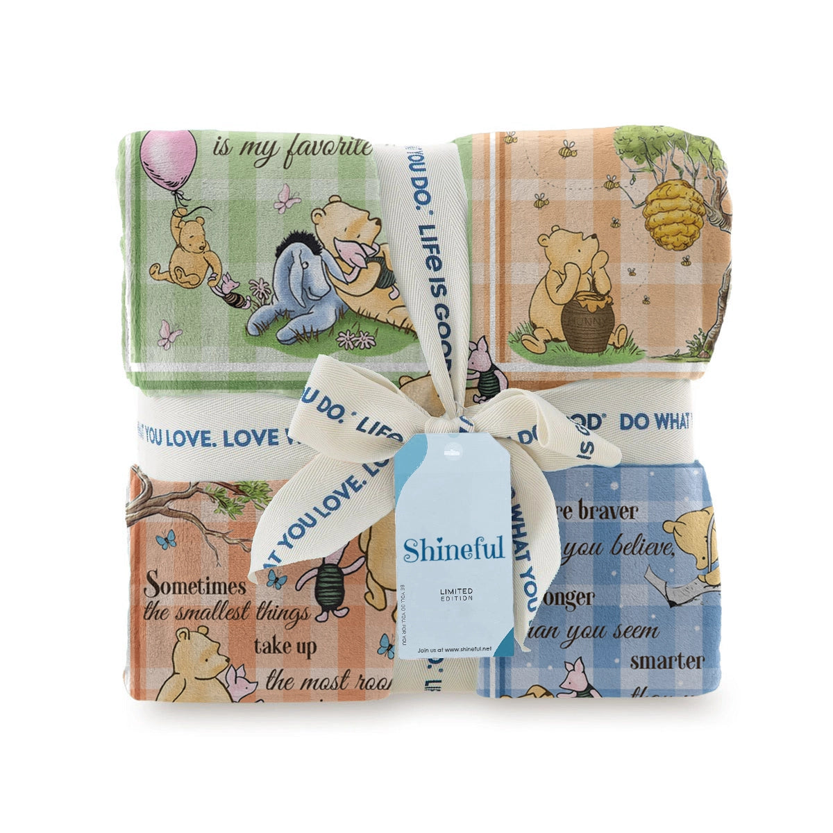 Shineful Fleece Blanket Winnie the Pooh Patchwork Bliss