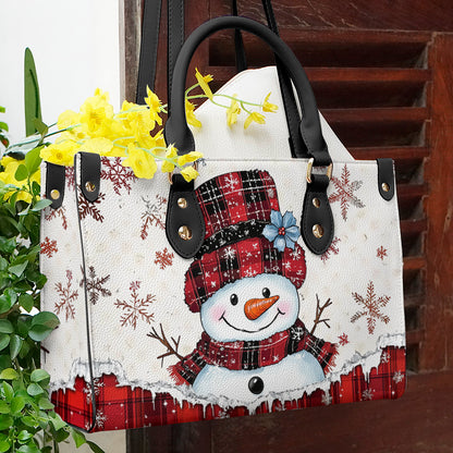 Shineful Leather Bag Plaid Snowman Joy