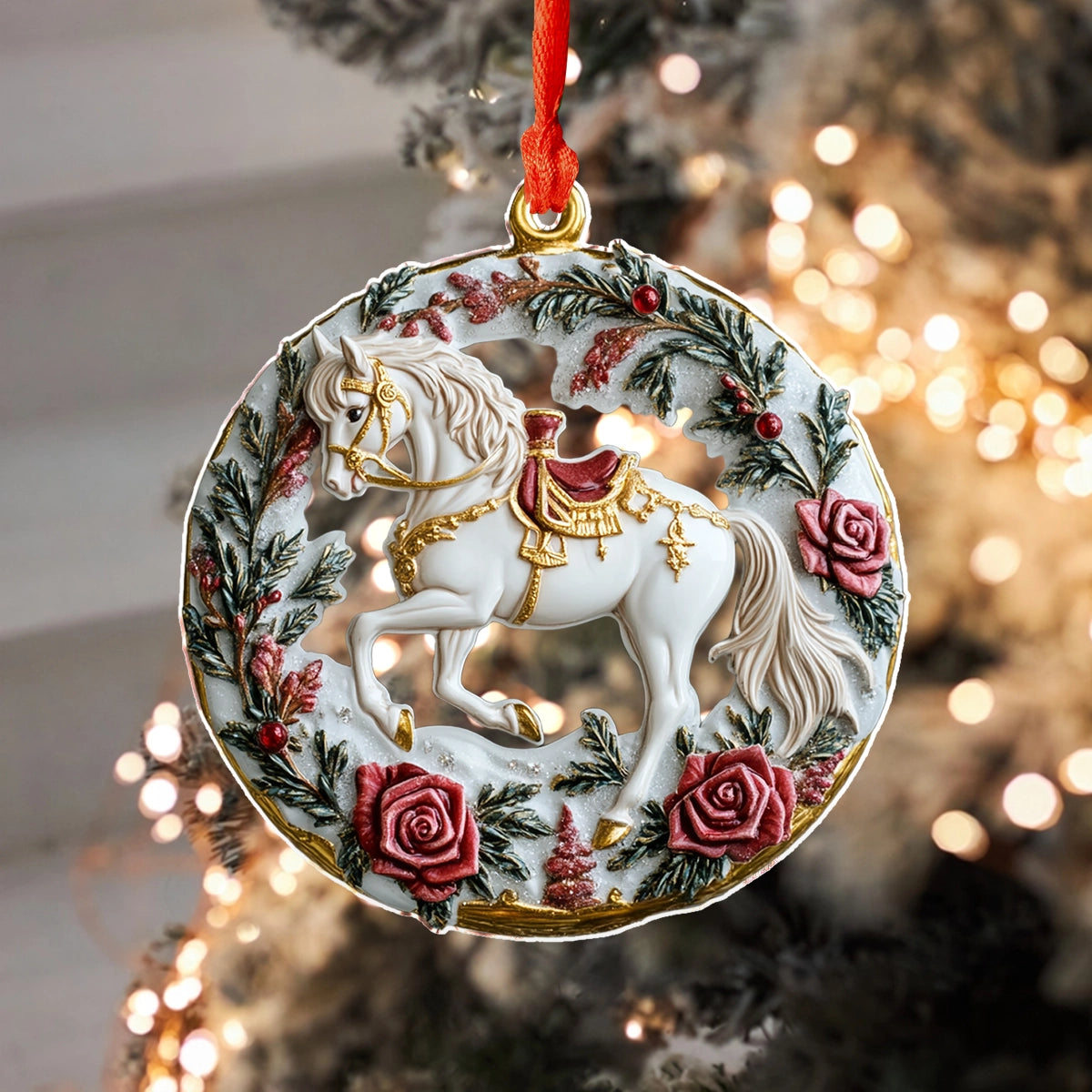 Shineful 2D Acrylic Ornament Victorian Rose Horse