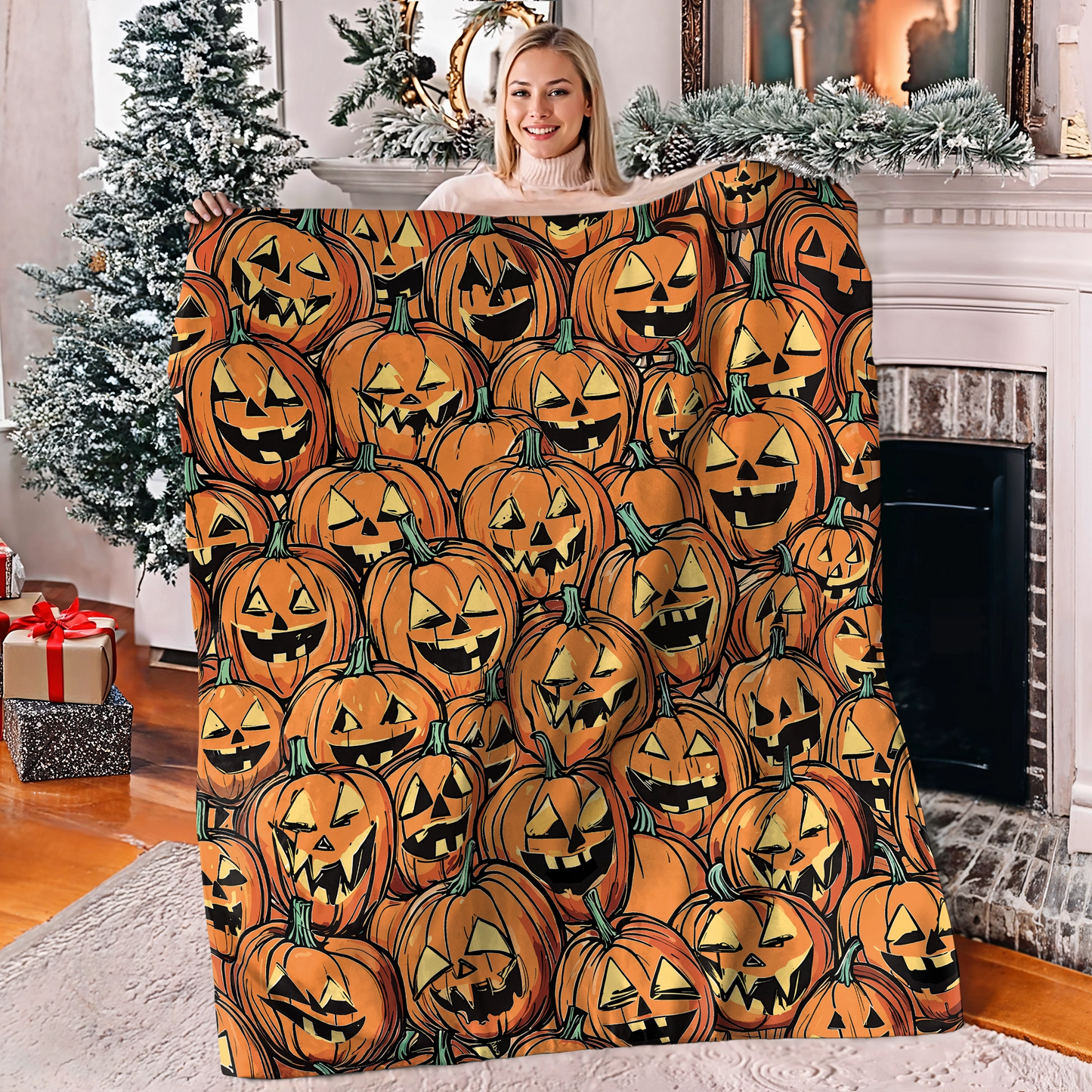 Shineful Fleece Blanket Jack-o'-Lantern Nights